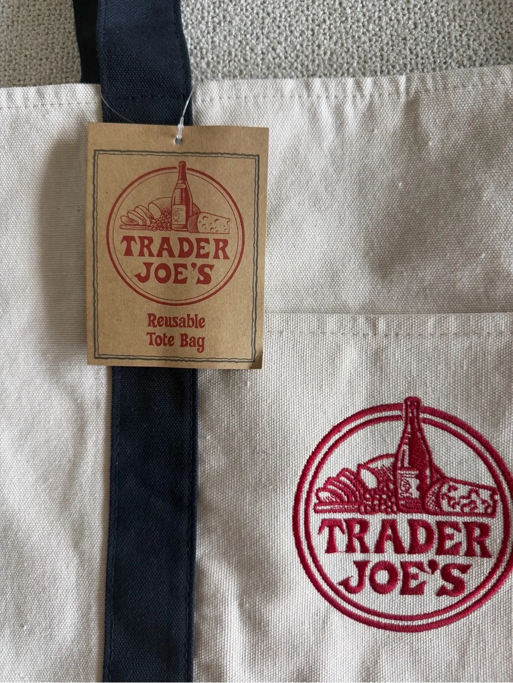 🛍️ VIRAL TRADER JOE’S L CANVAS TOTE BAG | CLASSIC NAVY BLUE | 26’ EDITION | NWT